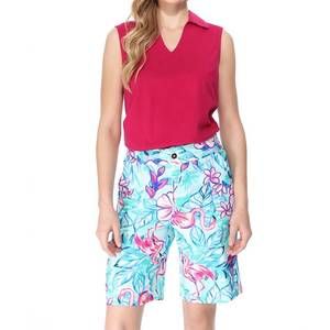 NEW ARYEH angela flamingo bermuda shorts in aqua/multi